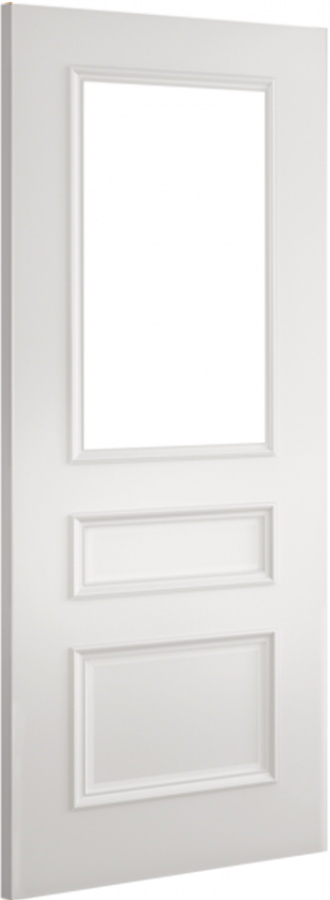 Windsor 3 Panel White Internal Door with Clear Bevelled Glass (18mm lippings)